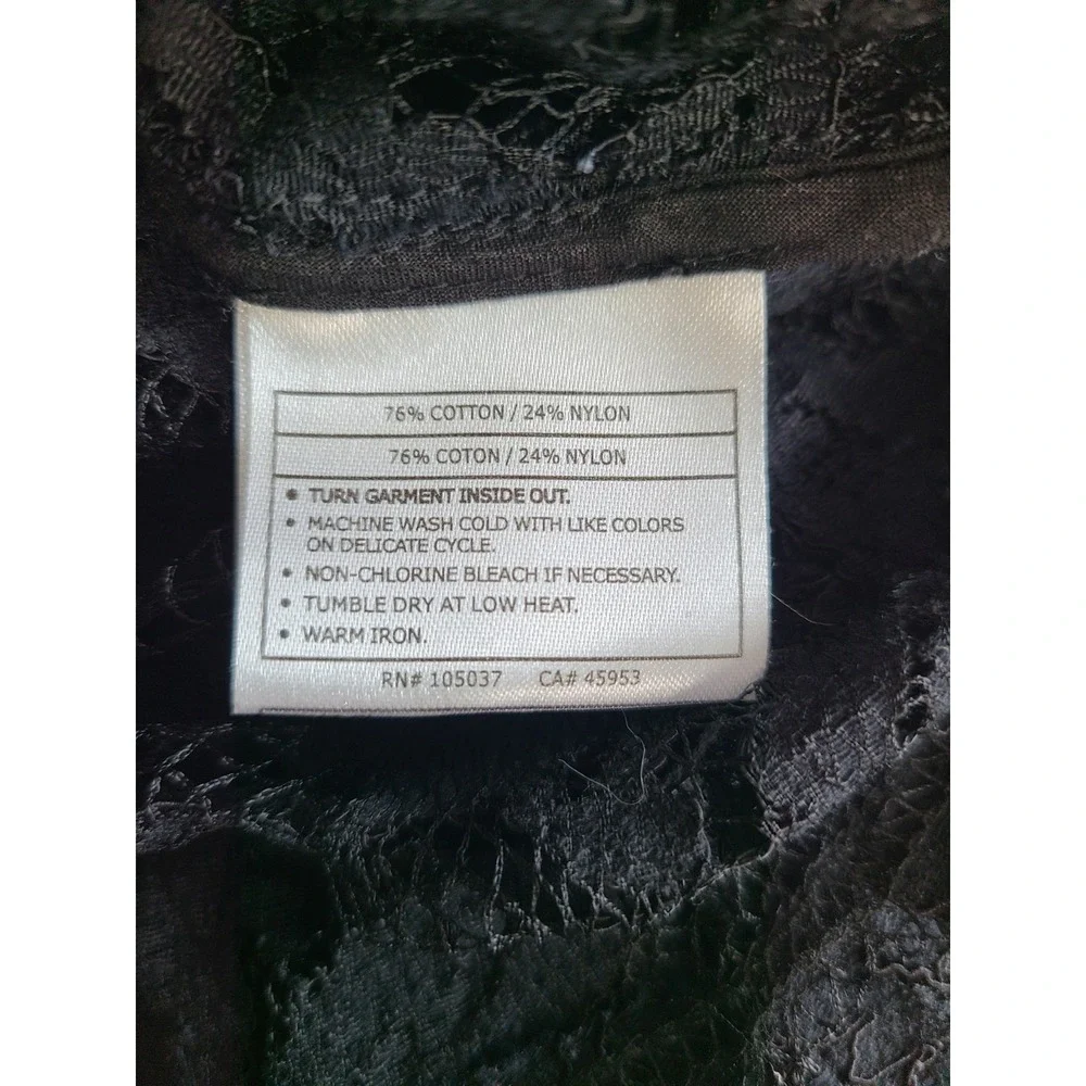 Whimsigoth Lace Ariat Women Top L Button Up Mesh Layering Floral Collar Layering
